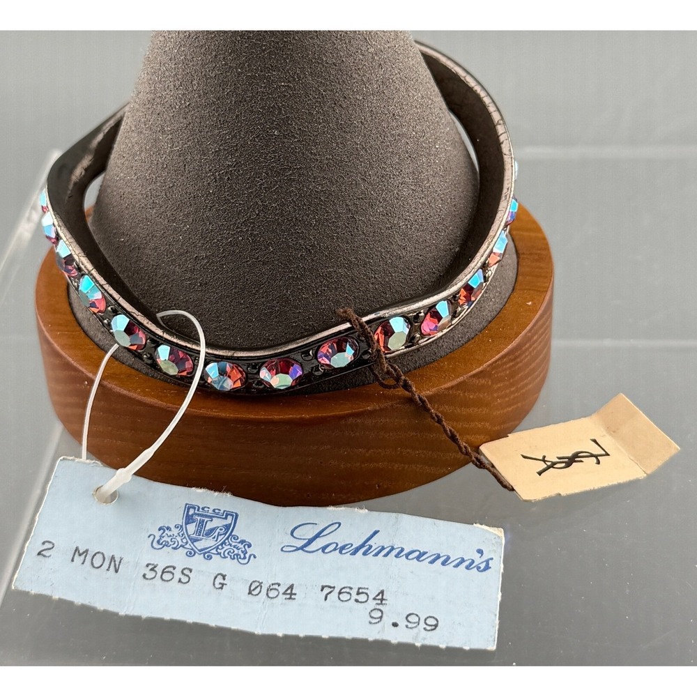 Vintage Yves Saint Laurent YSL Aurora Borealis Rhinestone Bangle Loehmann's Tag